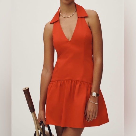 Maeve Dresses & Skirts - 🟠NWT MAEVE by ANTHROPOLOGIE Halter Drop-Waist Mini Dress in Red LG